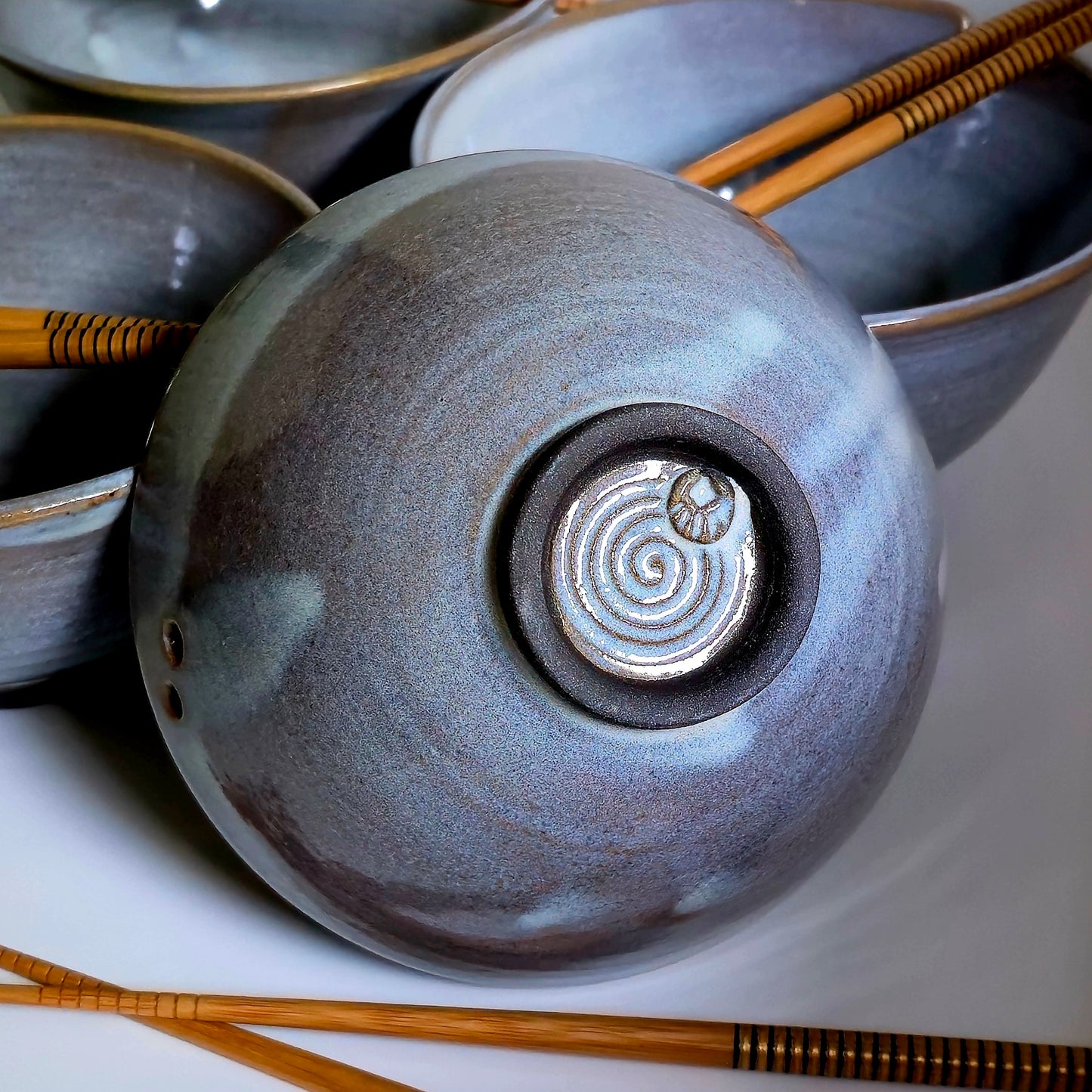 Handmade Noodle Bowl with Chopstick Rest