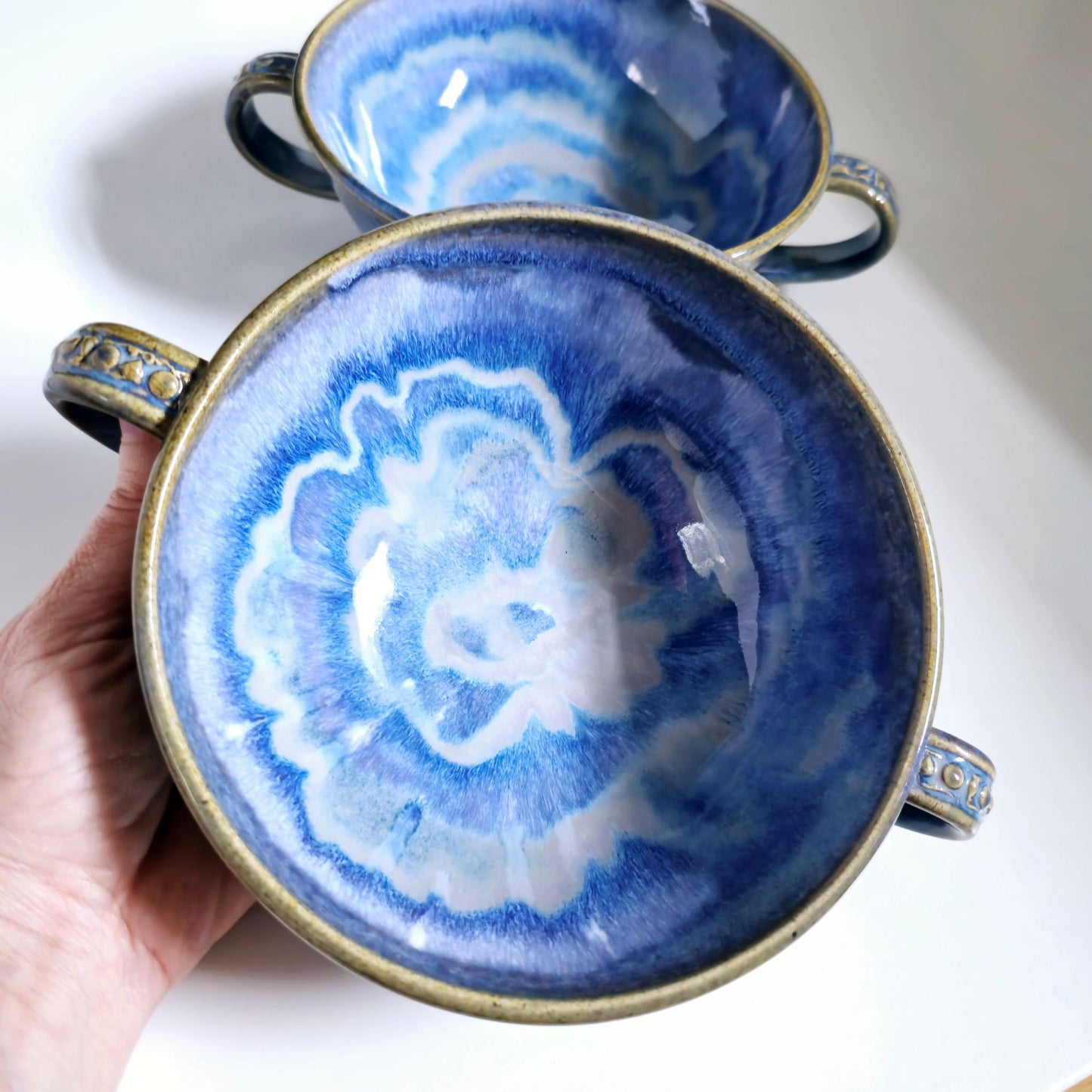 Two-Handled Breakfast Bowl – Ocean Bloom Series