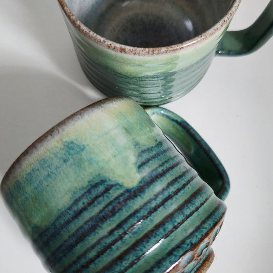 Earthy Green Tone Sculptural Cup
