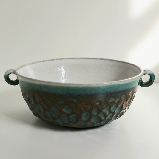 Small Green & White Dimpled Bowl
