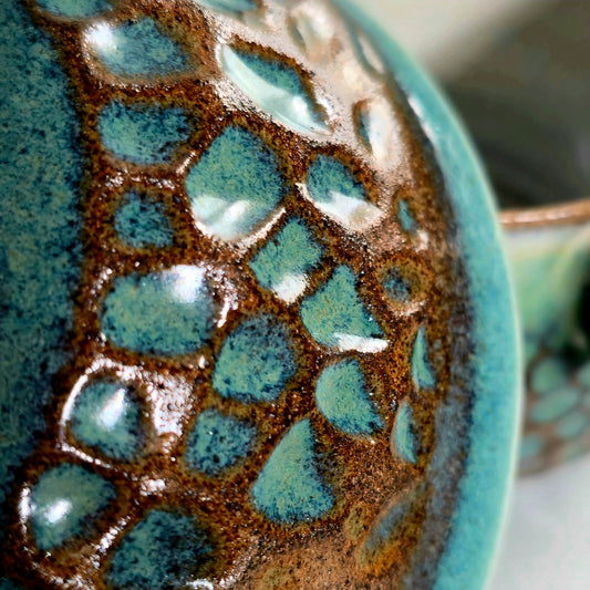 Small Green & White Handled Bowl